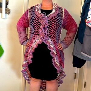 Multiple Pink Colored Handmade Crocheted Mandala Sweater